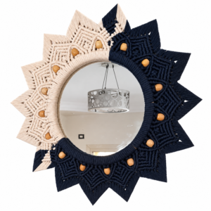Macrame Wall Mirror 30 cm – Handmade Boho Decor