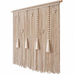 Macrame Cotton String Curtain 100x200 cm – Handmade Wall Decor