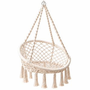 Macrame Swing Size 60 * 80 cm Pure Cotton Ropes Braided on Iron Chain to Ensure Bearing All Weights and Attachment Special Hanging Tools makrame swing